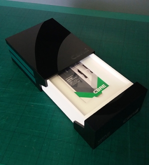 Sliding Box with engraving and magnets to locate and shut.
