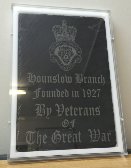 Clear Perspex Frame with White Backing donated to the Royal British Legion to hold slate donated to celebrate 90 years.